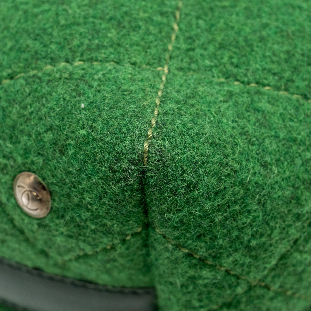 CHANEL MEDIUM QUILTED POP TOTE BAG FELT / LEATHER GREEN RUTHENIUM HARDWARE