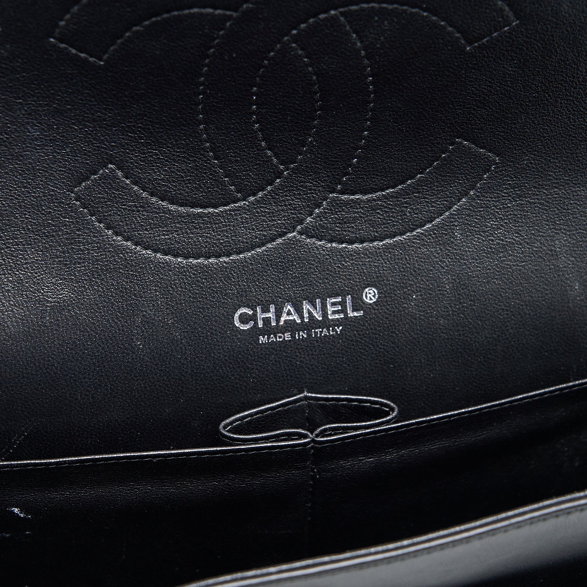 CHANEL CLASSIC FLAP BAG JUMBO PATENT BLACK SHW