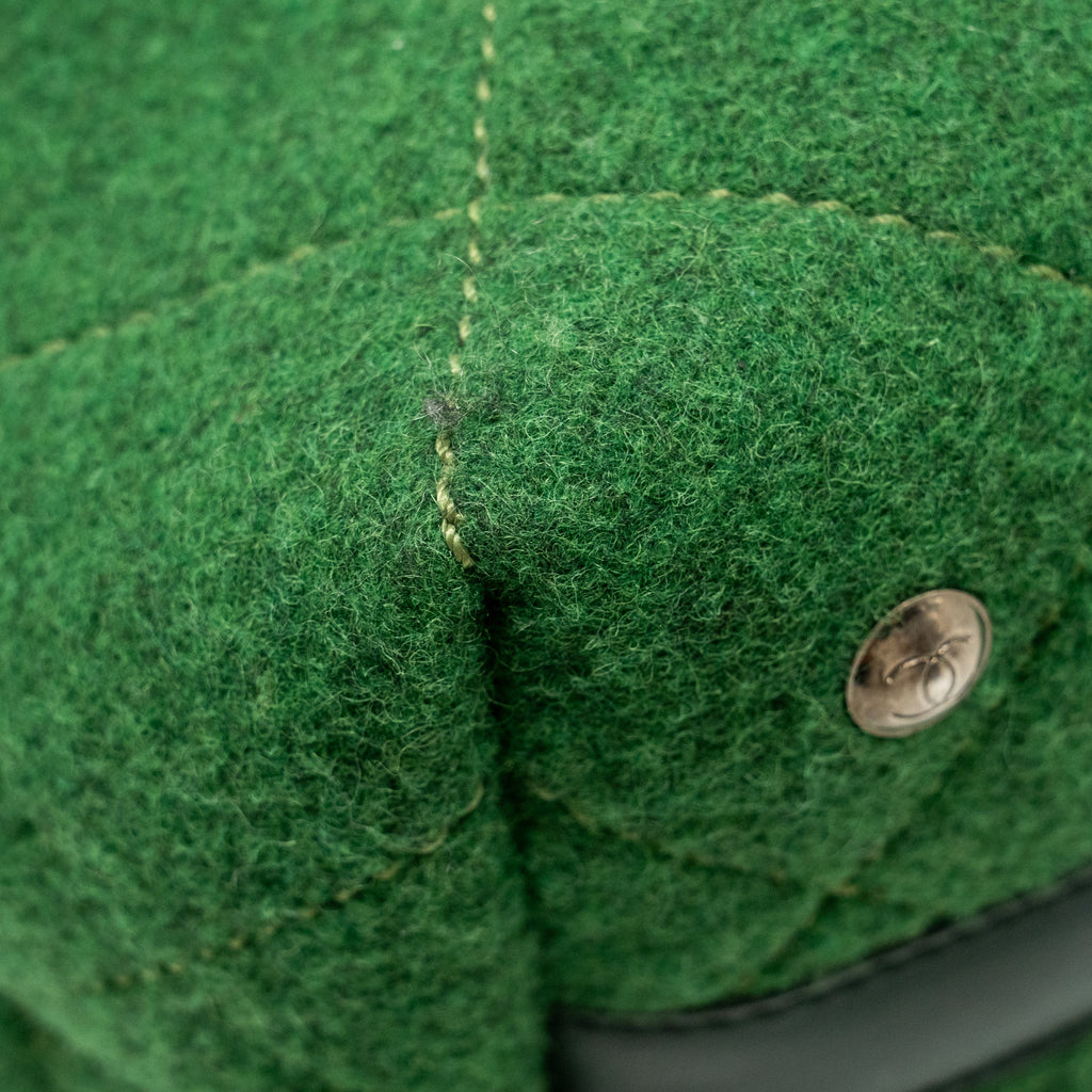 CHANEL MEDIUM QUILTED POP TOTE BAG FELT / LEATHER GREEN RUTHENIUM HARDWARE