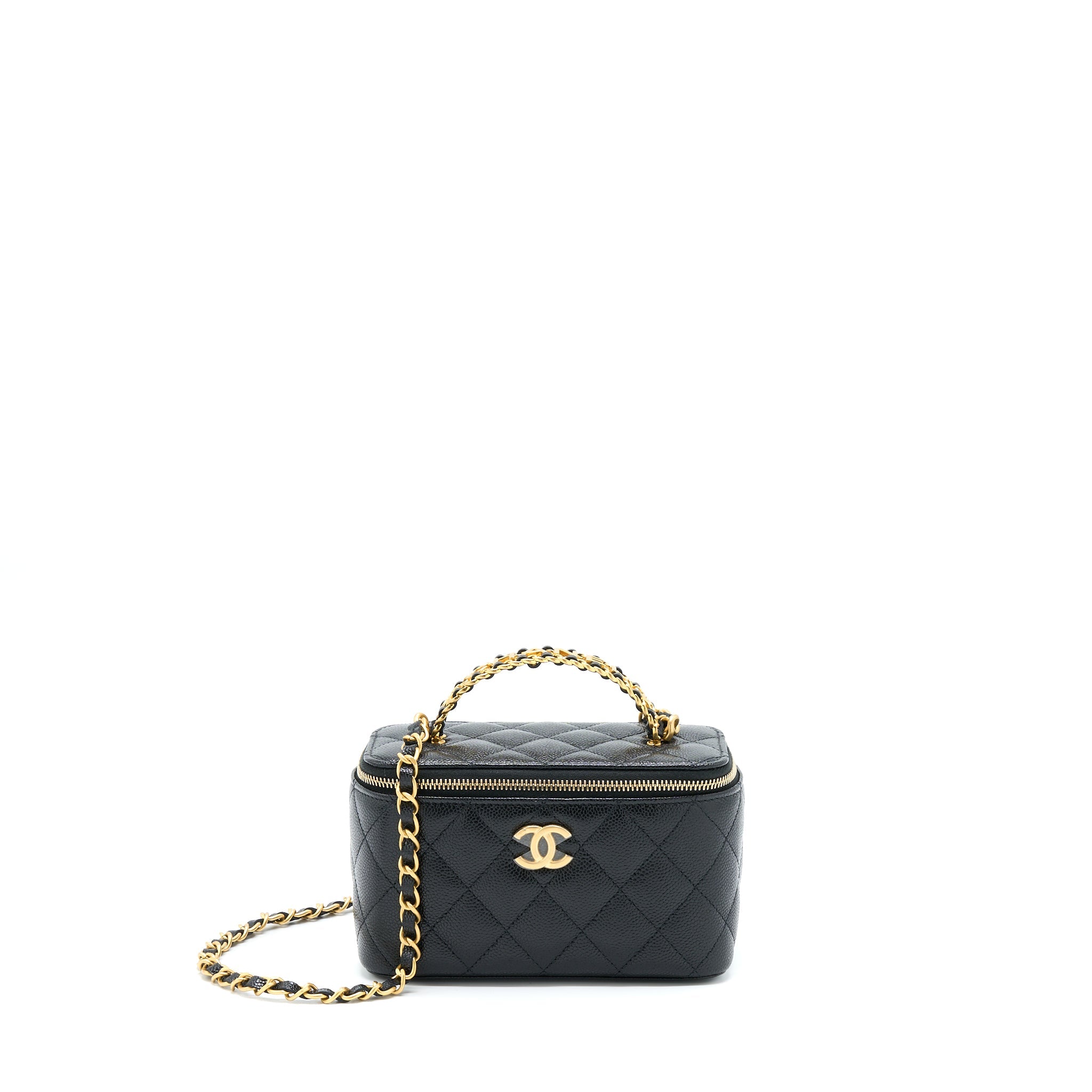 CHANEL LETTER TOP HANDLE LONG VANITY CAVIAR BLACK GHW