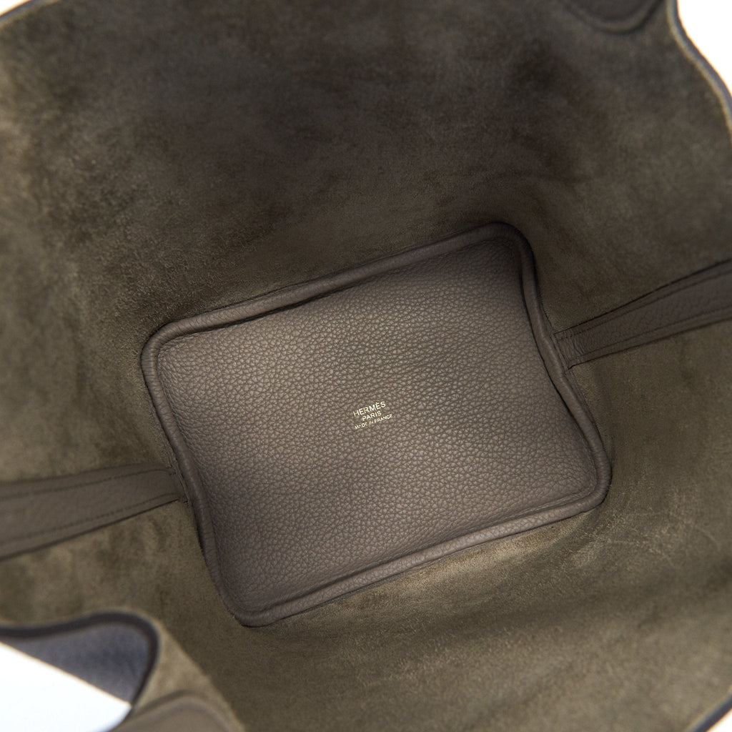 HERMES PICOTIN 18 LOCK BAG TAURILLON MAURICE M8 GRIS ASPHALTE GHW