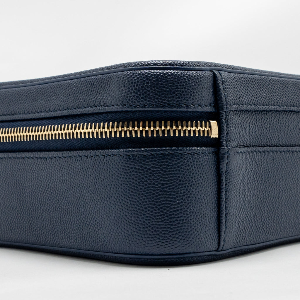 CHANEL CC TOP HANDLE VANITY CASE CAVIAR NAVY BLUE GHW
