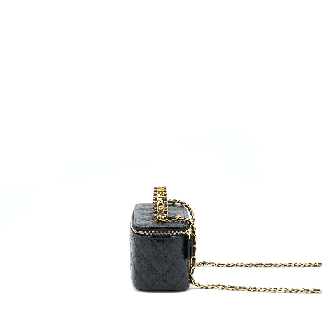 CHANEL LETTER TOP HANDLE LONG VANITY CAVIAR BLACK GHW