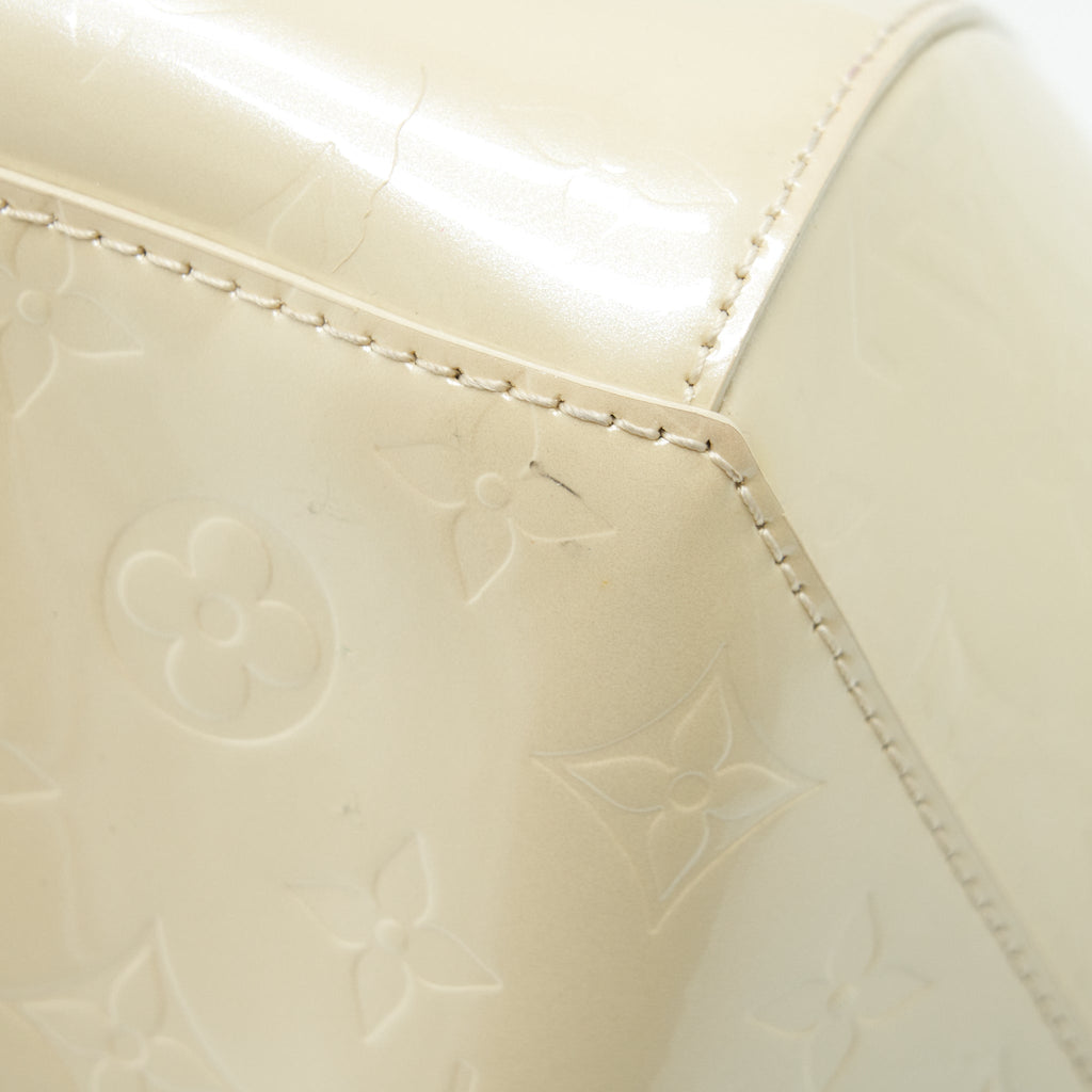 LOUIS VUITTON VINTAGE BOWLING TOTE SHOULDER BAG PATENT WHITE GHW