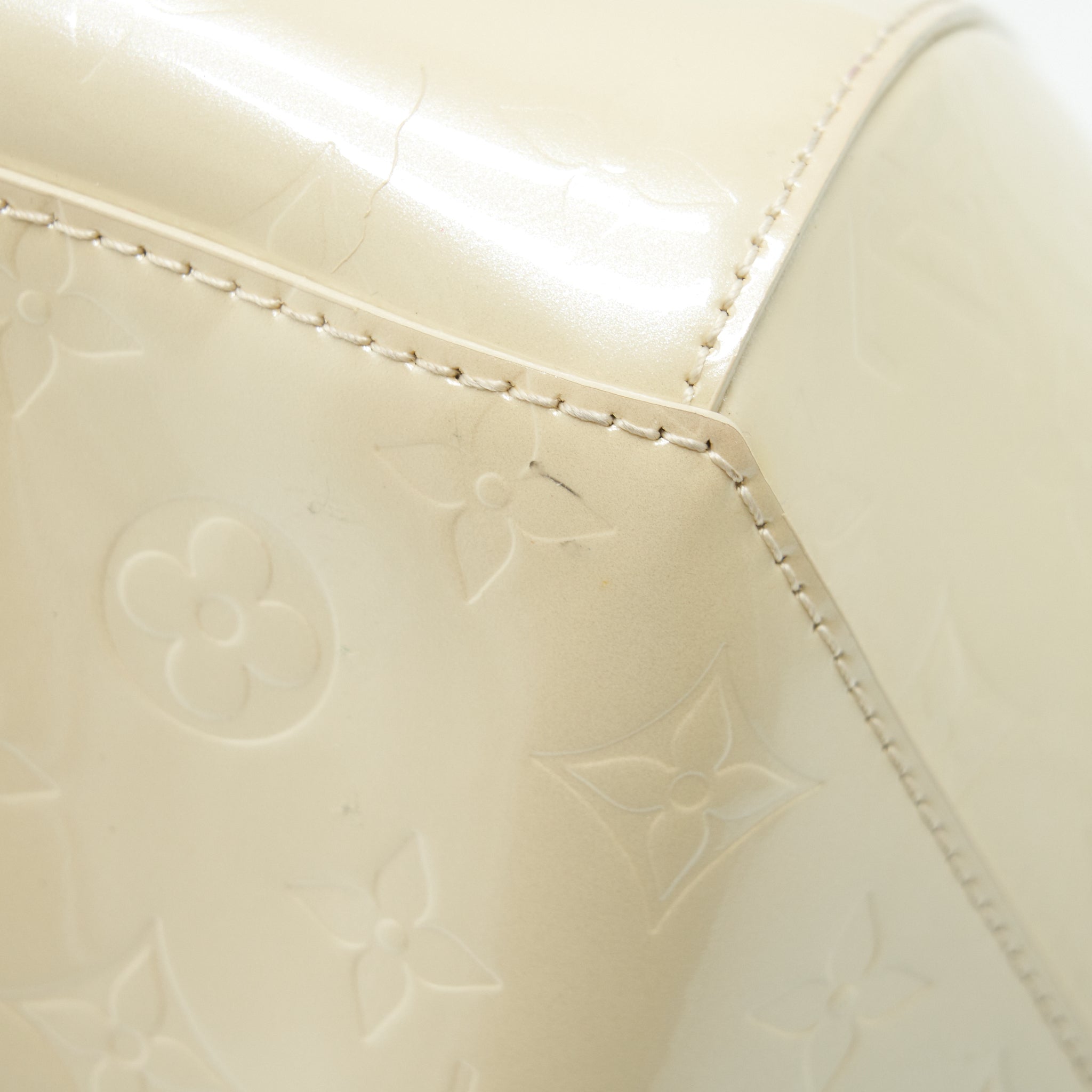 LOUIS VUITTON VINTAGE BOWLING TOTE SHOULDER BAG PATENT WHITE GHW