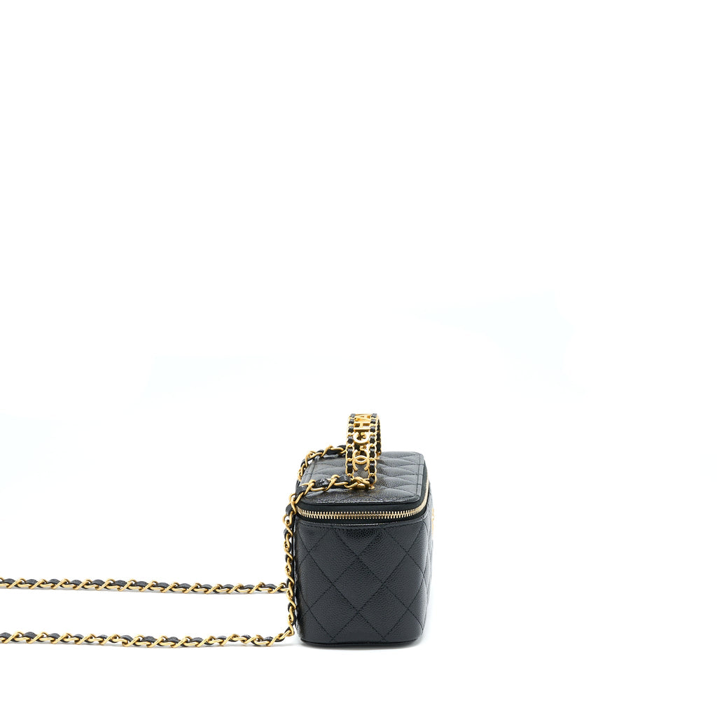 CHANEL LETTER TOP HANDLE LONG VANITY CAVIAR BLACK GHW