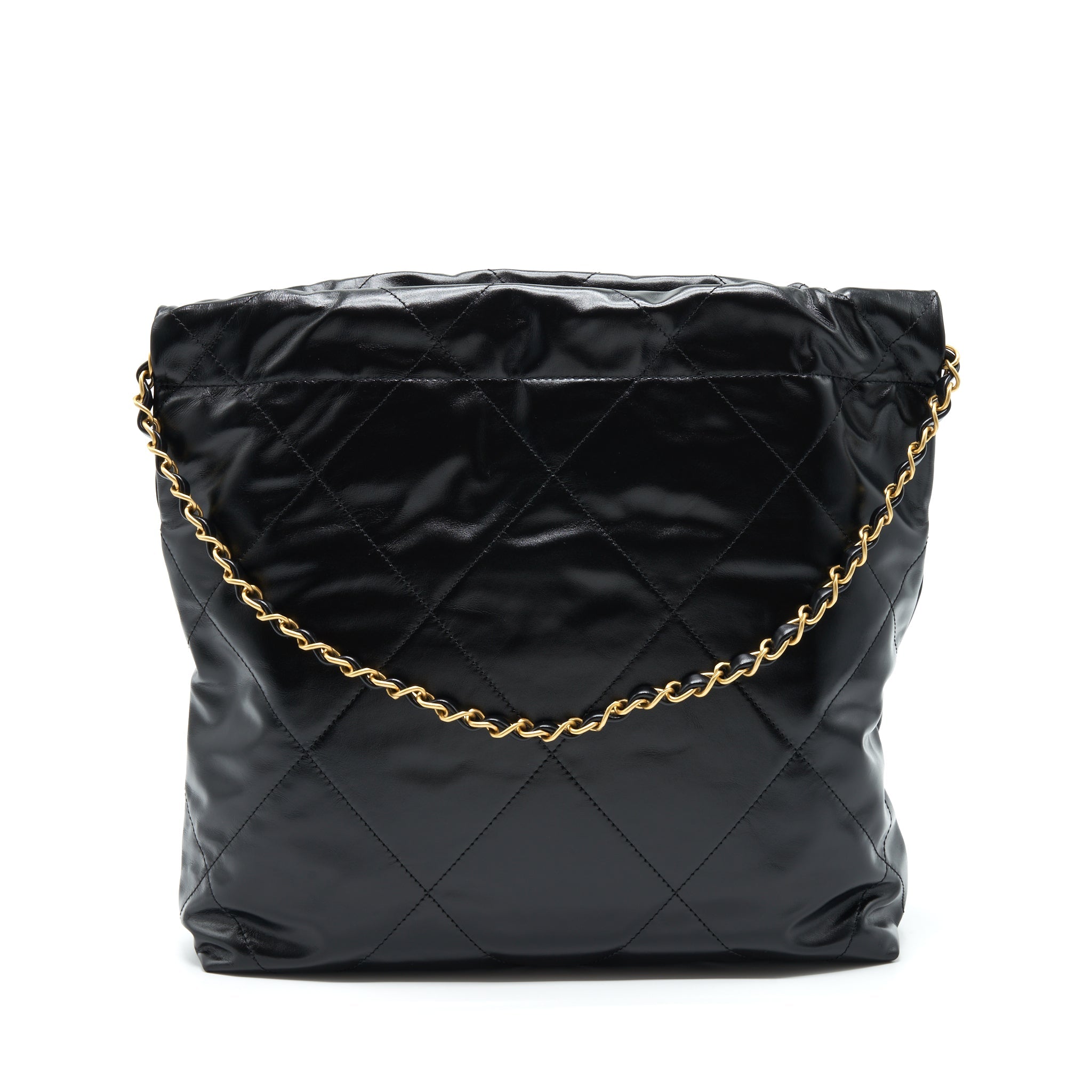 CHANEL SMALL 22 BAG BLACK WITH GHW (MICROCHIP)