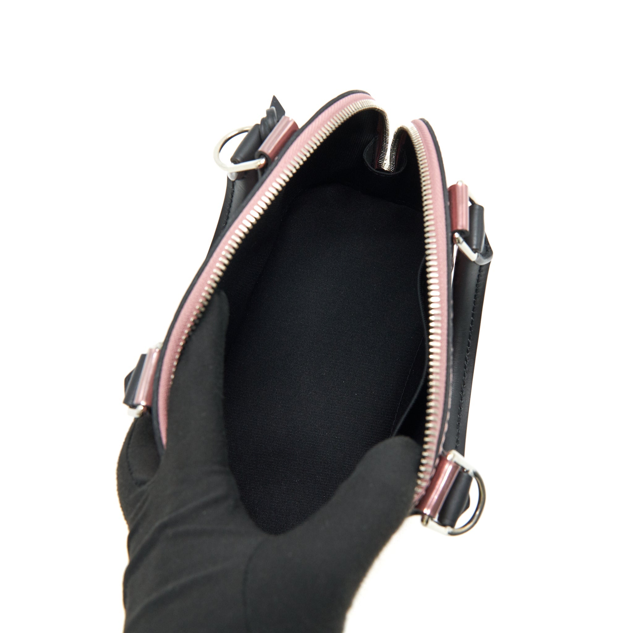 LOUIS VUITTON ALMA BB PATENT LEATHER METALLIC PINK WITH BLACK HANDLE SHW