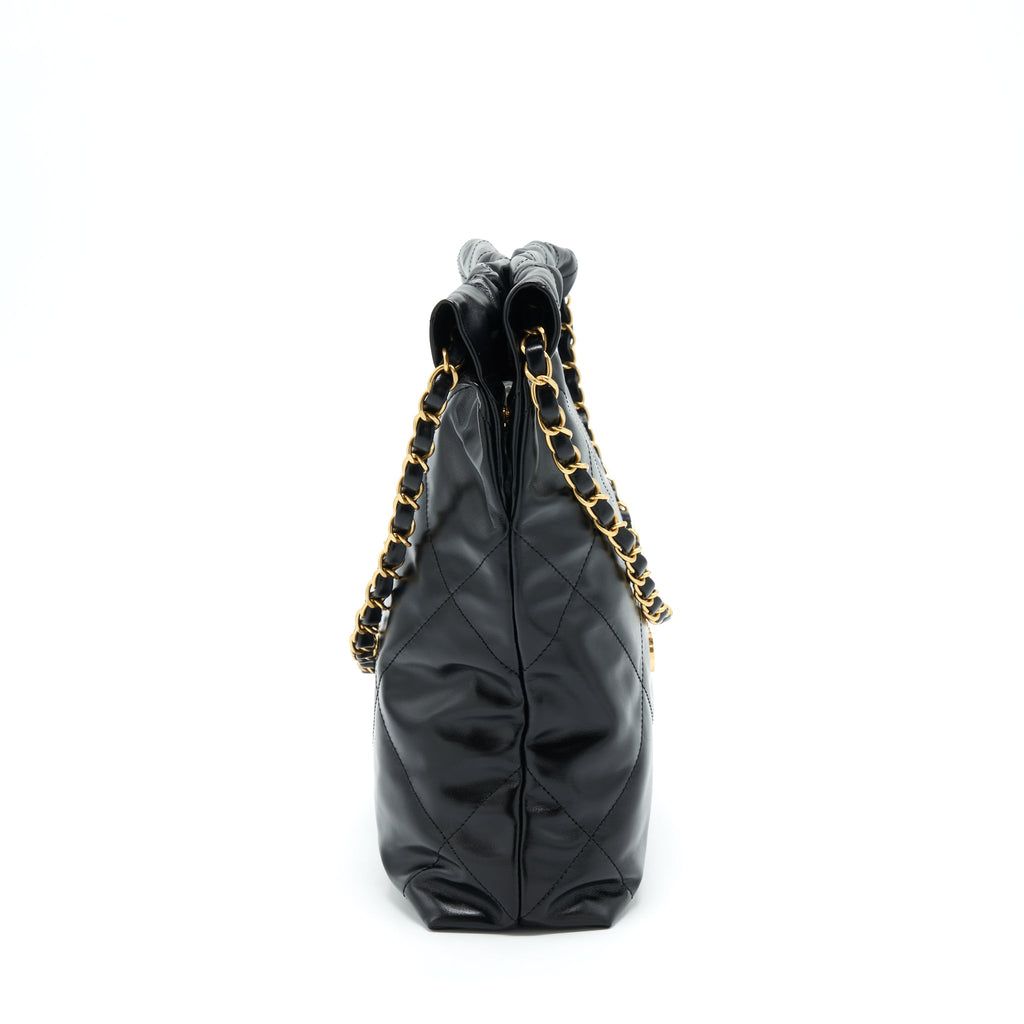 CHANEL SMALL 22 BAG BLACK WITH GHW (MICROCHIP)