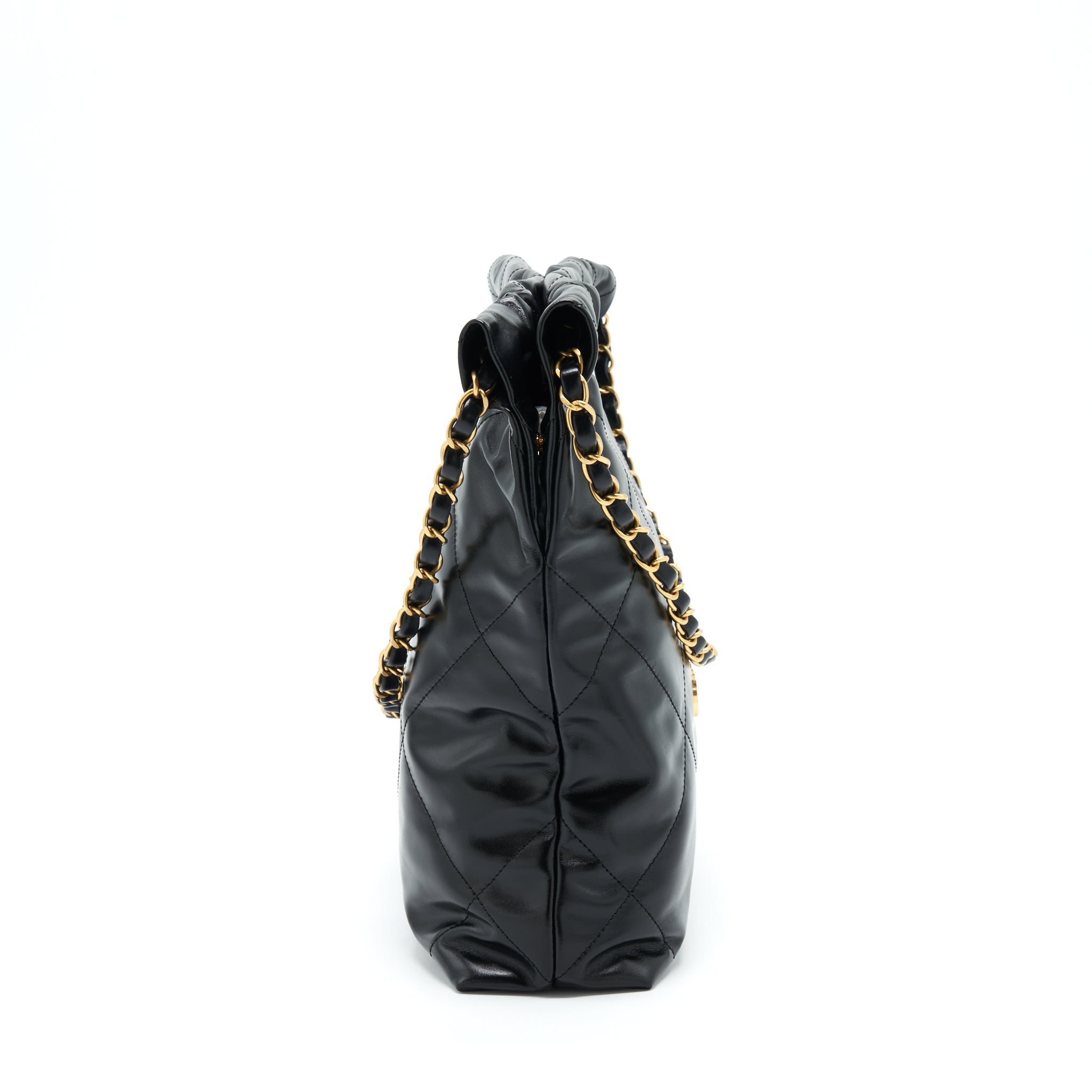 CHANEL SMALL 22 BAG BLACK WITH GHW (MICROCHIP)