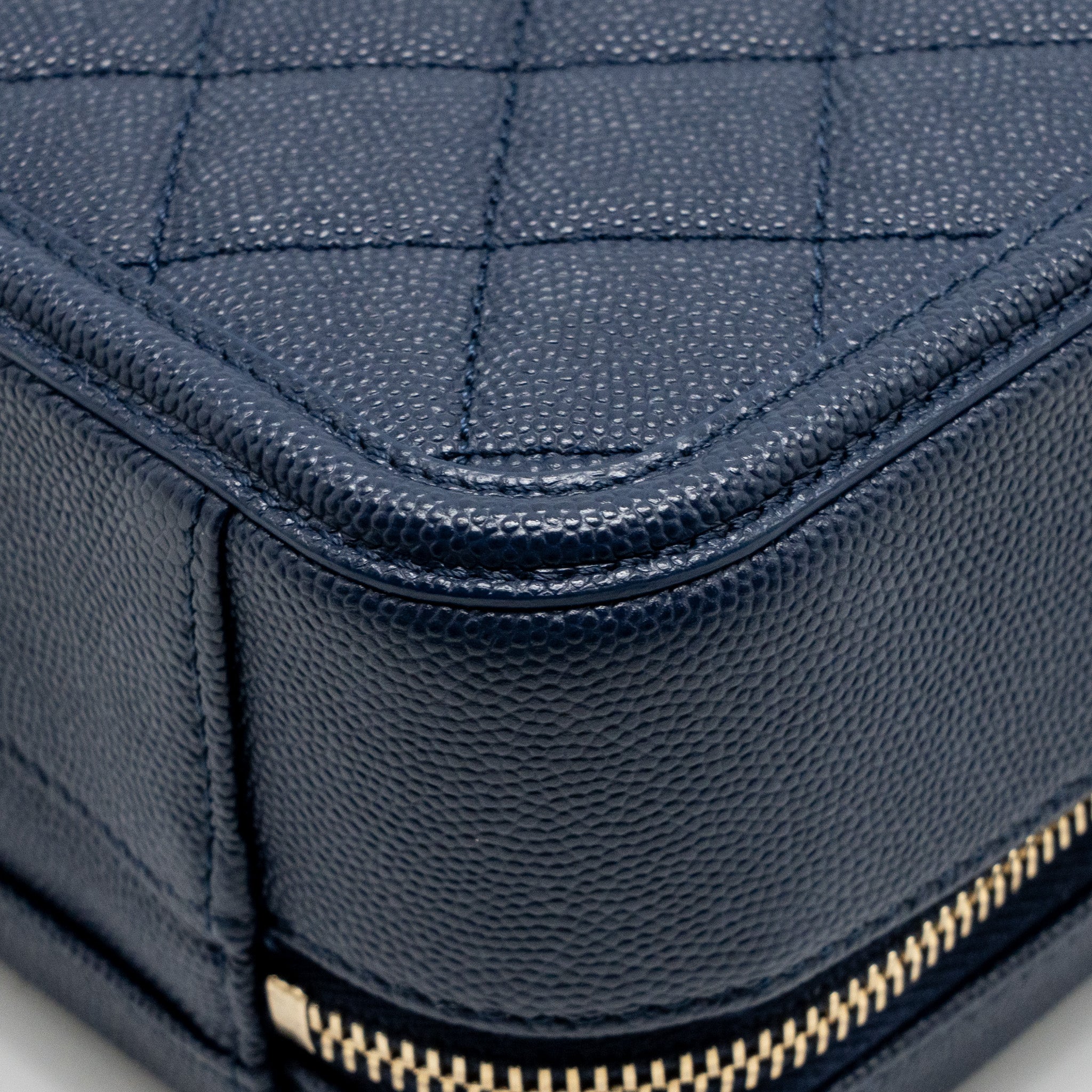 CHANEL CC TOP HANDLE VANITY CASE CAVIAR NAVY BLUE GHW