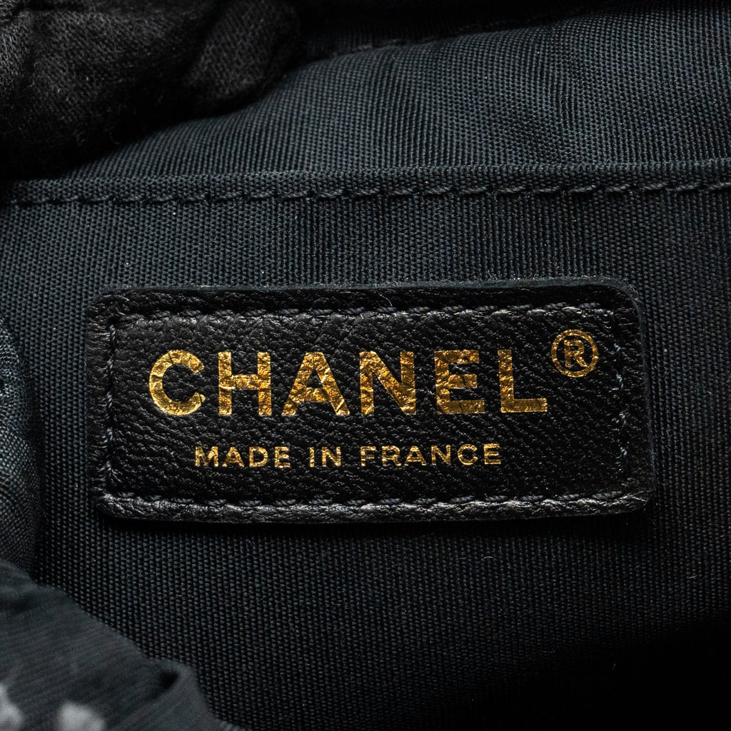 CHANEL SMALL BUCKET BAG DENIM BLACK LGHW (MICROCHIP)