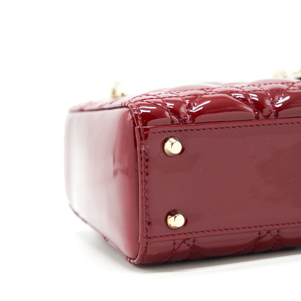 DIOR LADY DIOR MINI PATENT RED LGHW