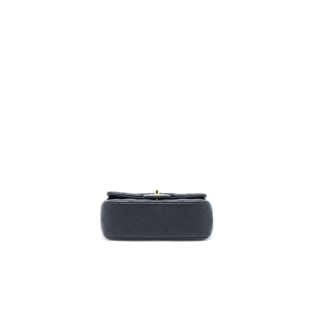 CHANEL 23C PEARL CRUSH MINI RECTANGULAR FLAP BAG LAMBSKIN BLACK LGHW (MICROCHIP)