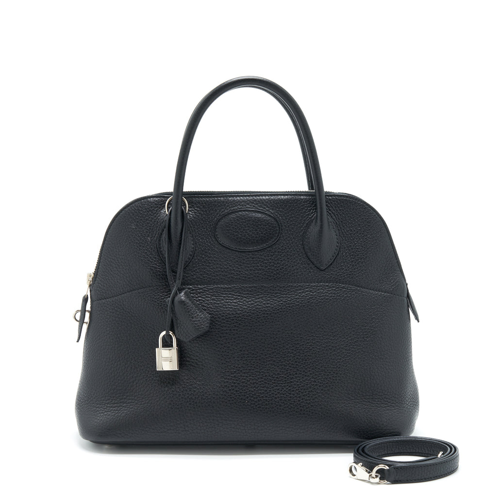 HERMES BOLIDE 31 CLEMENCE LEATHER BLACK WITH SHW