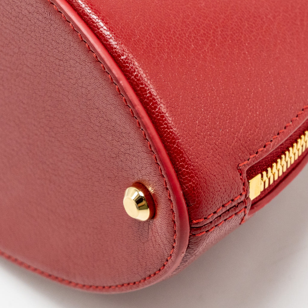 BVLGARI MARQUISE SMALL TOP HANDLE BAG ROYAL RUBY GOAT LEATHER RED GHW