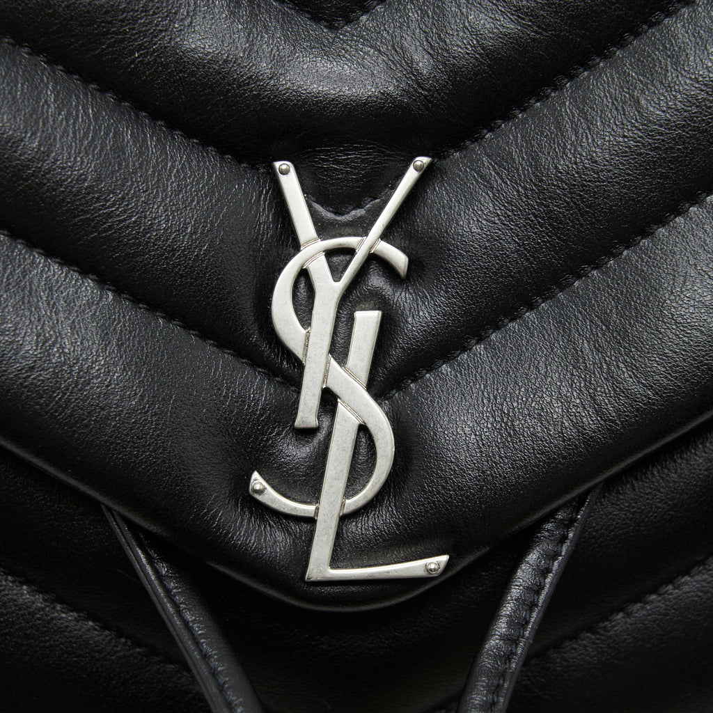 SAINT LAURENT MEDIUM LOULOU BACKPACK BLACK Y MATELASS