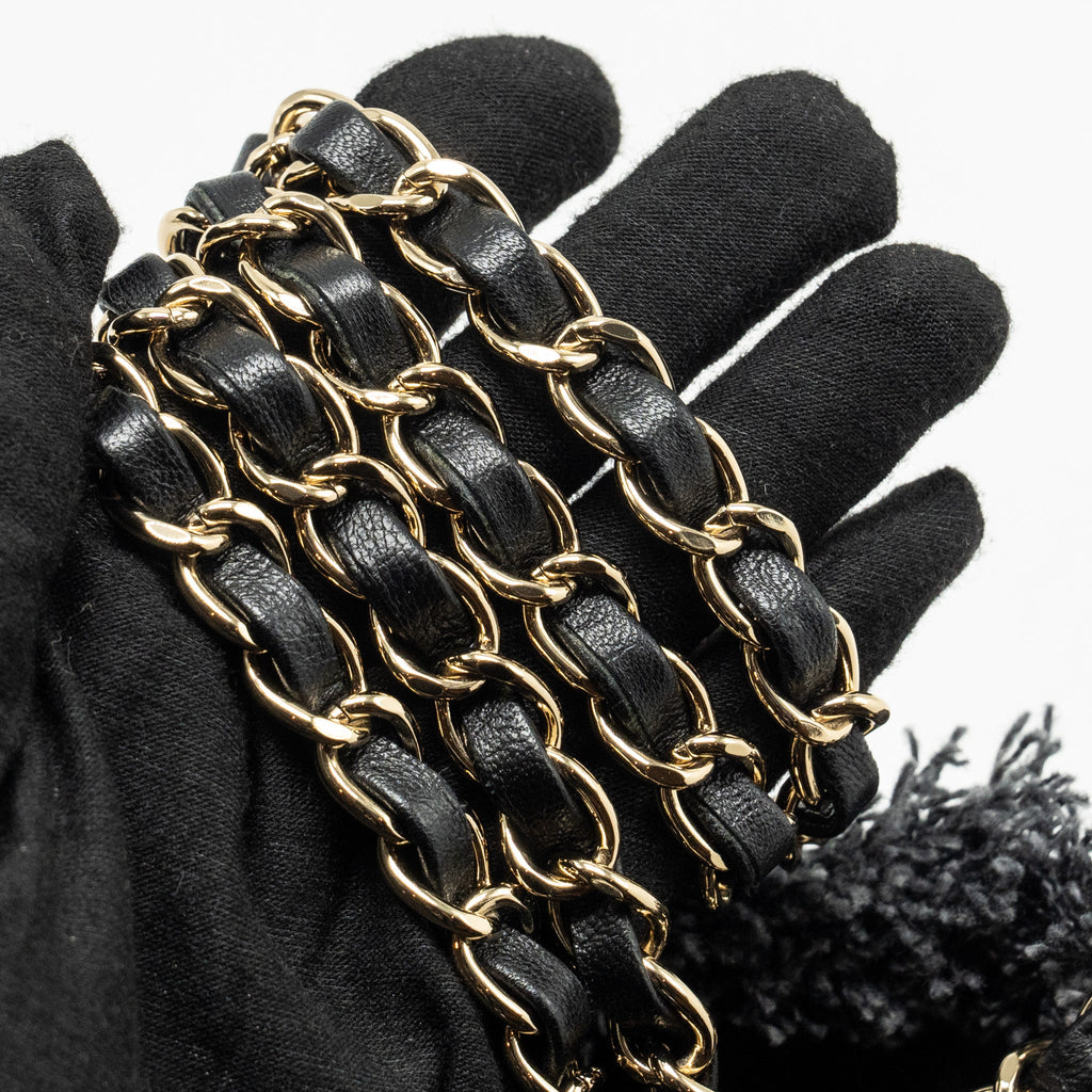 CHANEL SMALL BUCKET BAG DENIM BLACK LGHW (MICROCHIP)