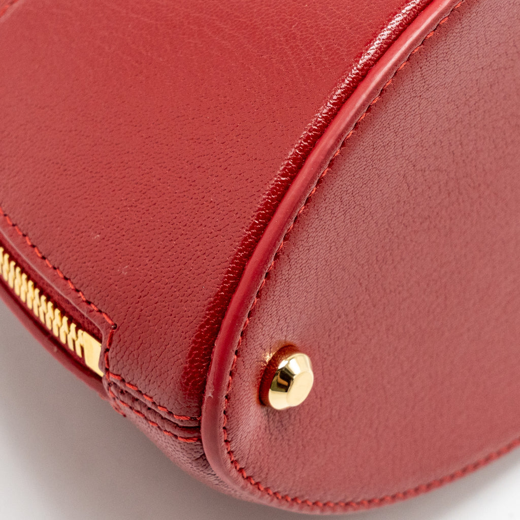 BVLGARI MARQUISE SMALL TOP HANDLE BAG ROYAL RUBY GOAT LEATHER RED GHW