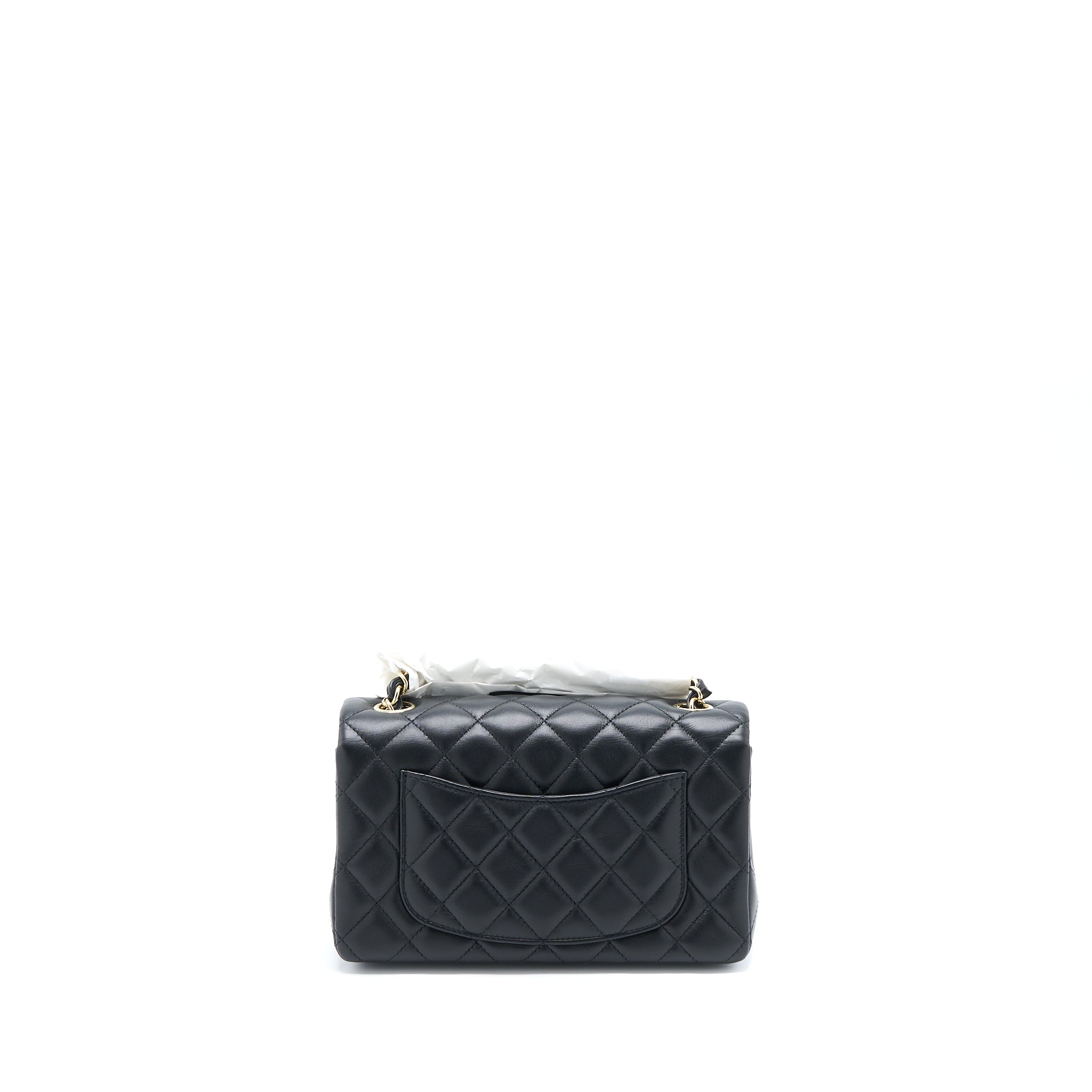 CHANEL MINI RECTANGULAR FLAP BAG LAMBSKIN BLACK LGHW (MICROCHIP)