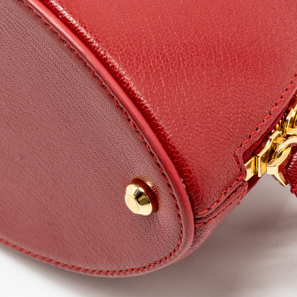 BVLGARI MARQUISE SMALL TOP HANDLE BAG ROYAL RUBY GOAT LEATHER RED GHW