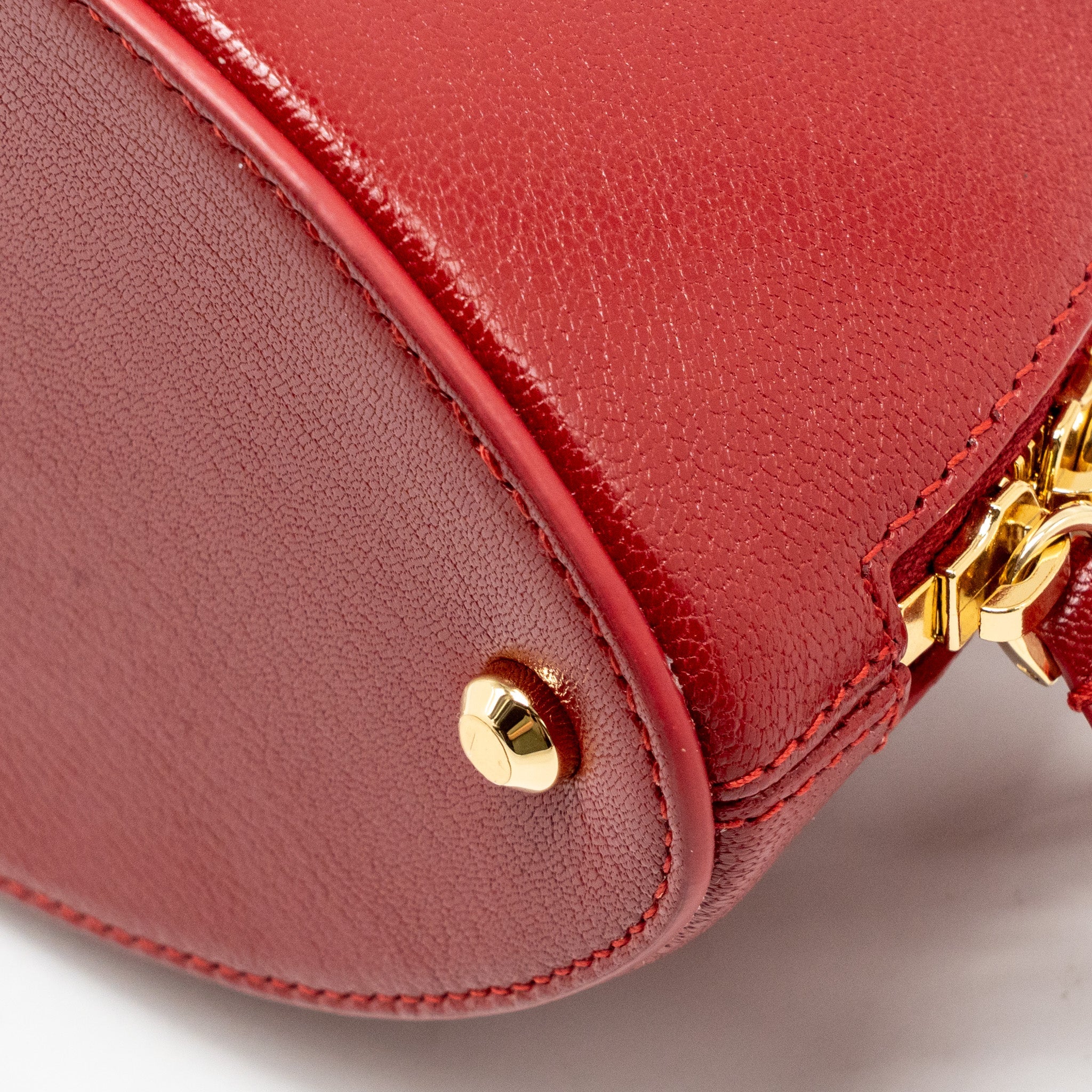 BVLGARI MARQUISE SMALL TOP HANDLE BAG ROYAL RUBY GOAT LEATHER RED GHW