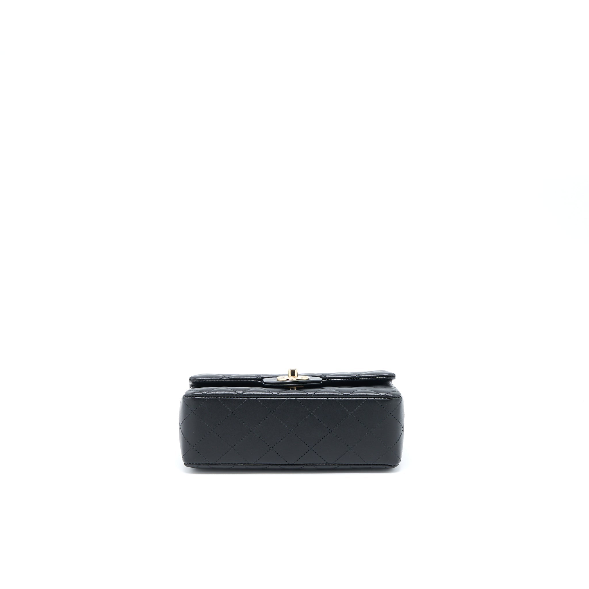 CHANEL MINI RECTANGULAR FLAP BAG LAMBSKIN BLACK LGHW (MICROCHIP)