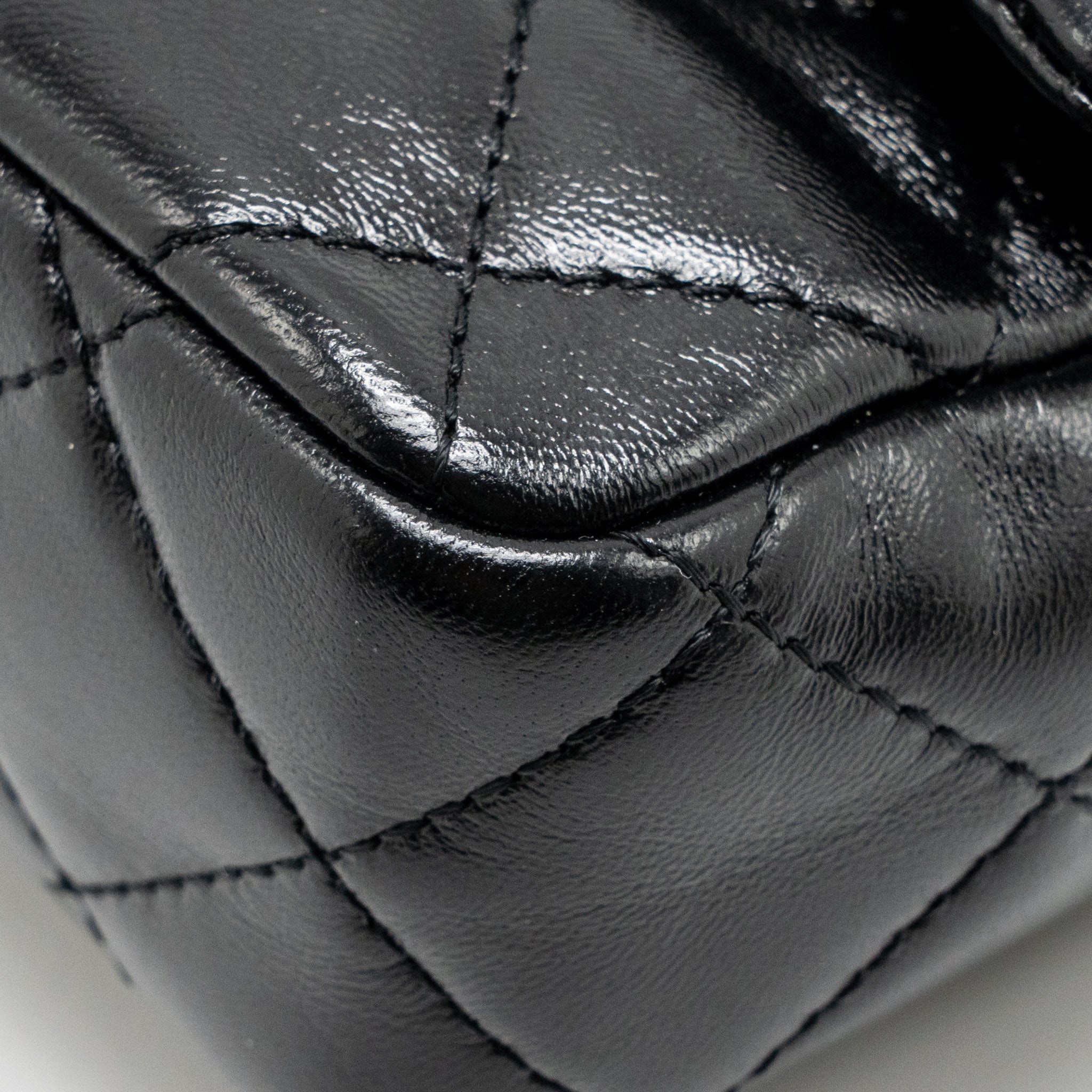 CHANEL TOP HANDLE FLAP BAG SHINY LAMBSKIN BLACK GHW (MICROCHIP)