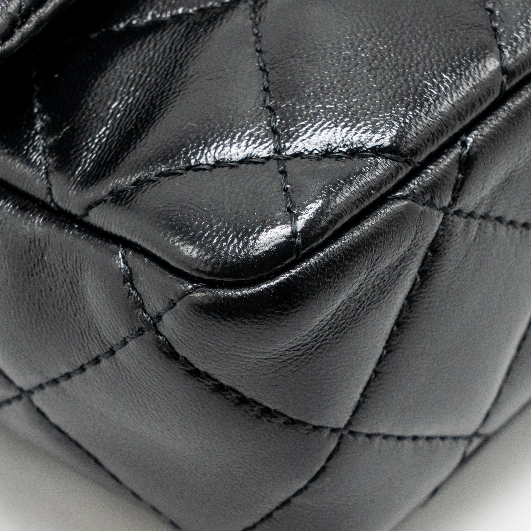CHANEL TOP HANDLE FLAP BAG SHINY LAMBSKIN BLACK GHW (MICROCHIP)
