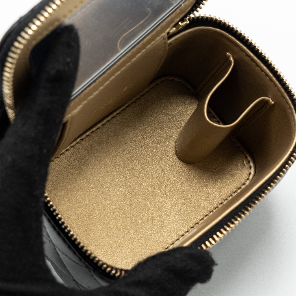 CHANEL PEARL CRUSH MINI VANITY CASE LAMBSKIN BLACK GHW (MICROCHIP)