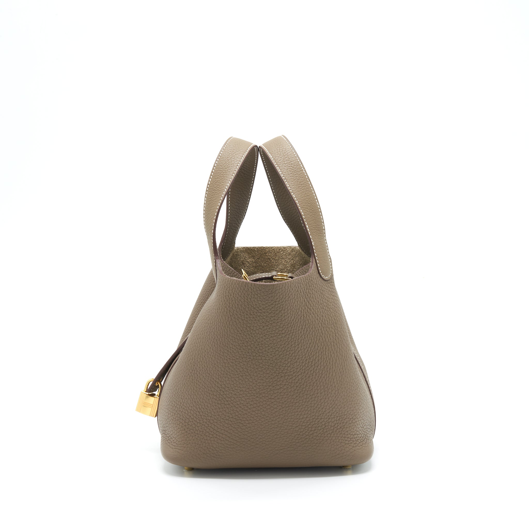 HERMES PICOTIN 18 LOCK BAG CLEMENCE LEATHER ETOUPE WITH GHW