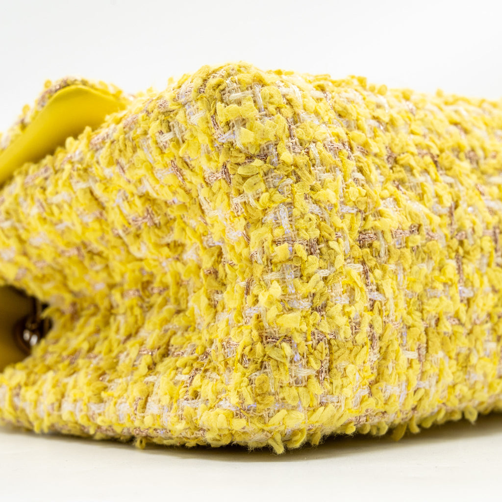 CHANEL MINI 2.55 REISSUE FLAP BAG TWEED YELLOW GHW