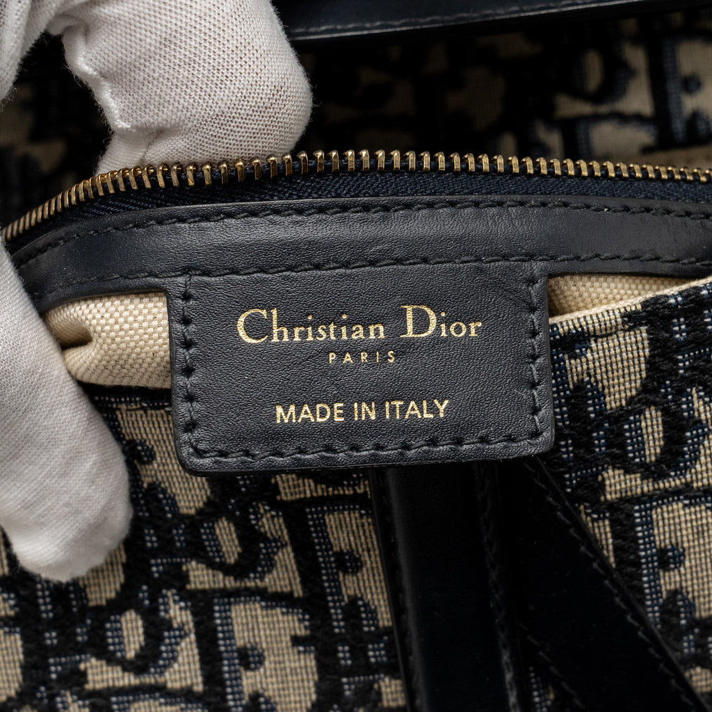 DIOR MEDIUM SADDLE BAG BLUE DIOR OBLIQUE JACQUARD CANVAS/CALFSKIN GHW