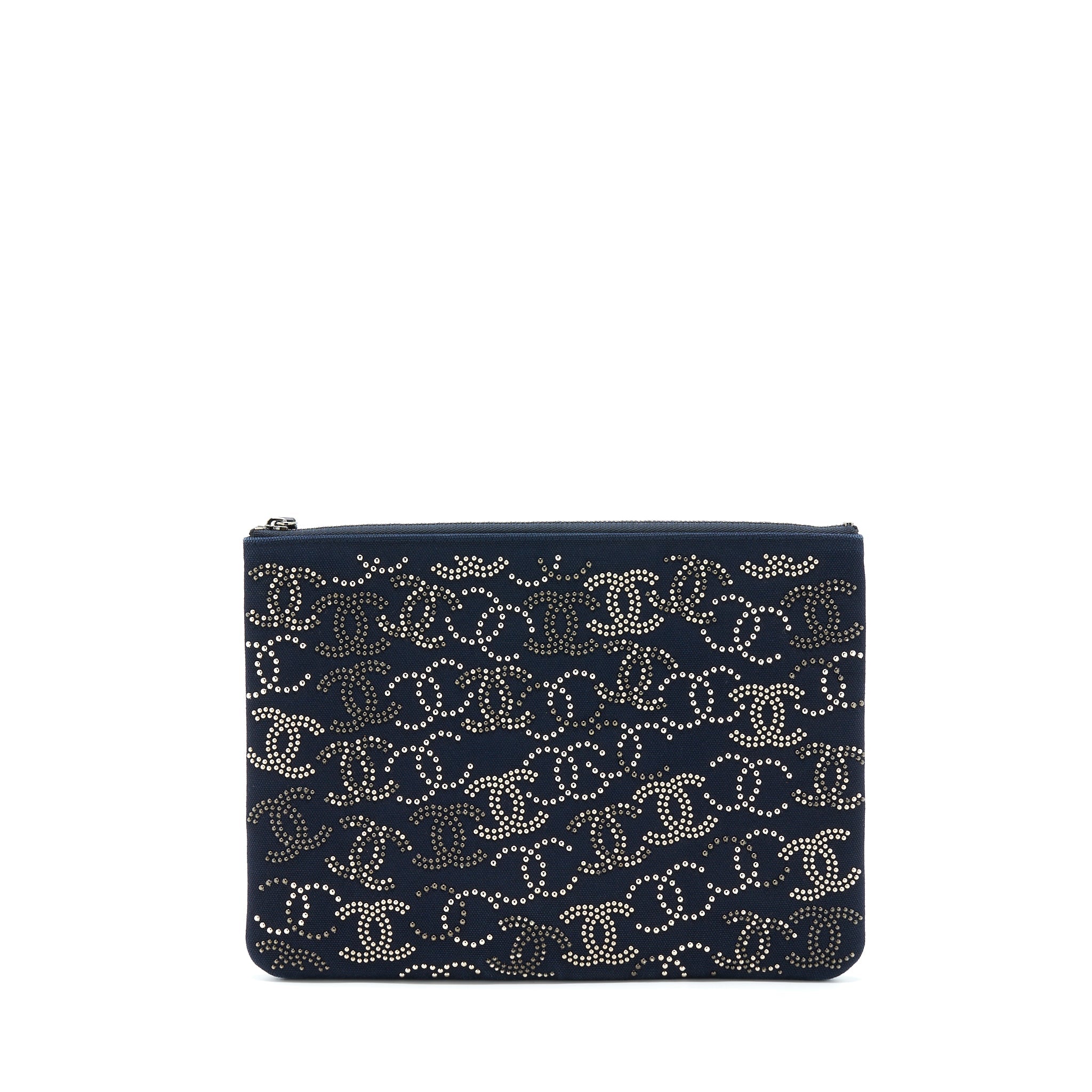 CHANEL CC LOGO STUDDED CLUTCH LIMITED EDITION BLACK HARDWARE
