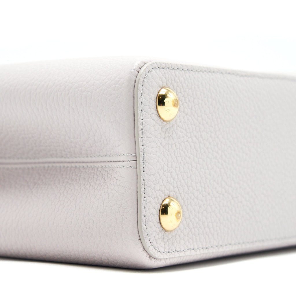 LOUIS VUITTON CAPUCINES BB BRUME GREY GOLD HARWARE WITH ABALONE-SHELL