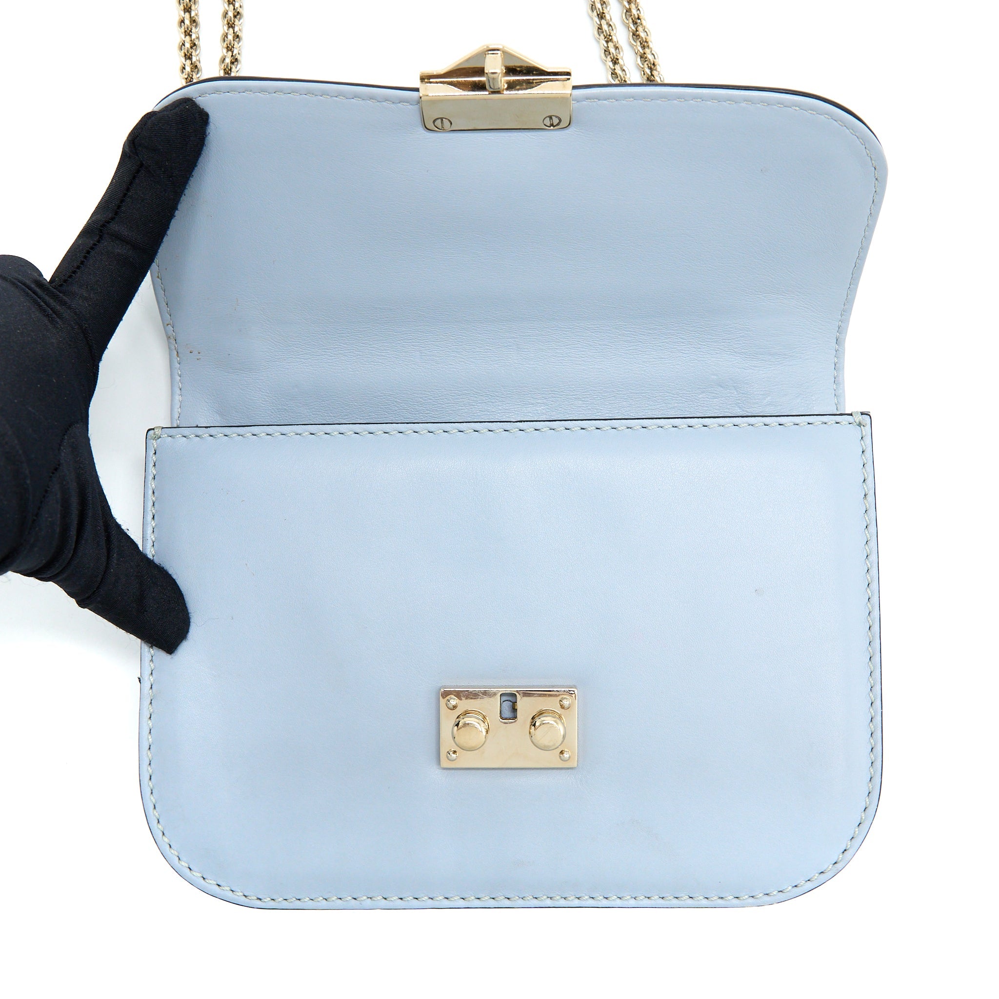 VALENTINO ROCKSTUD LOCK BAG LIGHT BLUE SHW