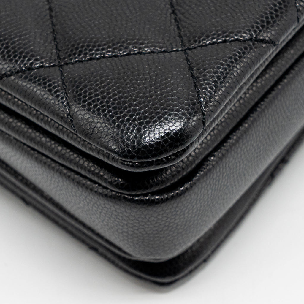 CHANEL CC CAMELLIA SMALL SHOPPING BAG CAVIAR BLACK GHW (MICROCHIP)