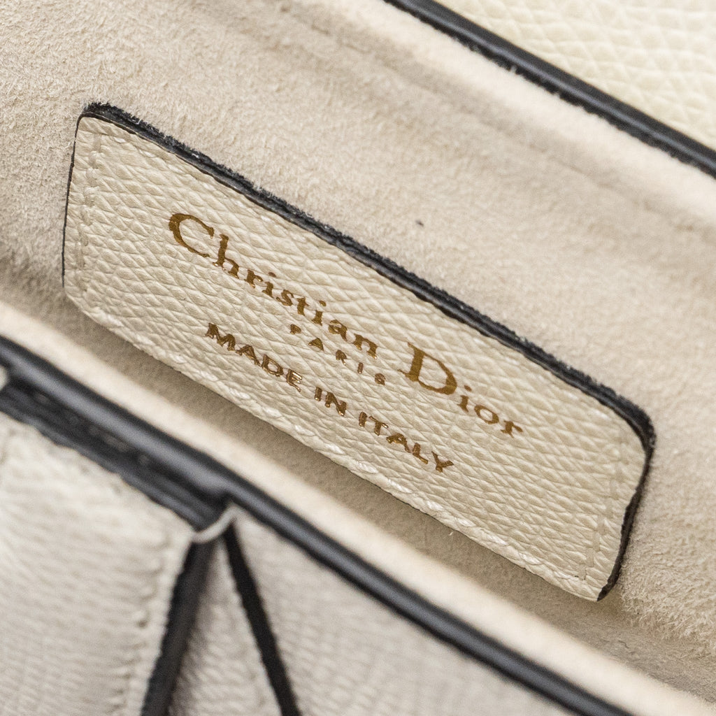 DIOR MINI SADDLE BAG GRAINED CALFSKIN WHITE GHW