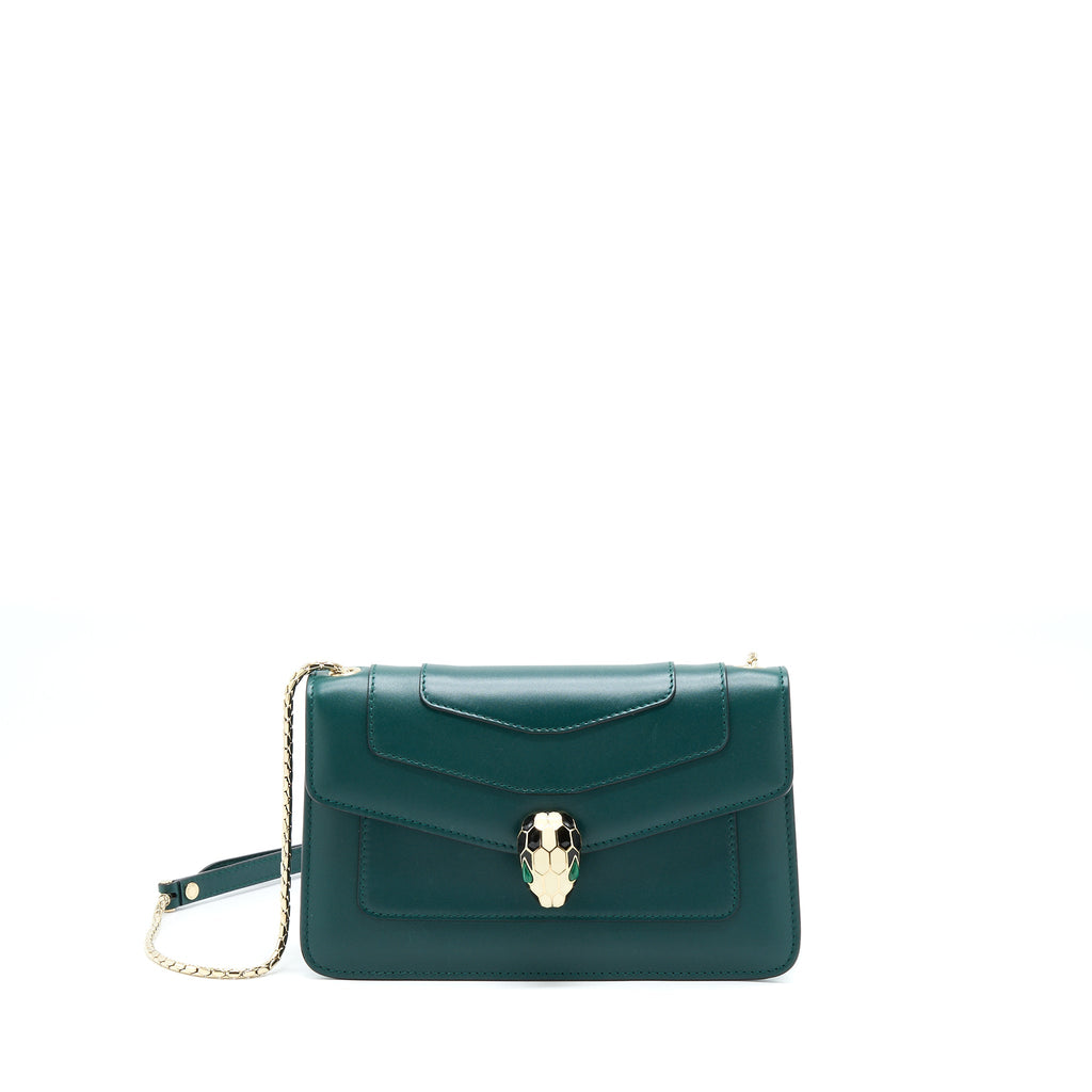 BVLGARI SERPENTI FOREVER CHAIN BAG CALFSKIN GREEN LGHW