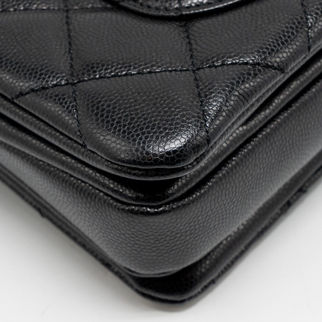 CHANEL CC CAMELLIA SMALL SHOPPING BAG CAVIAR BLACK GHW (MICROCHIP)