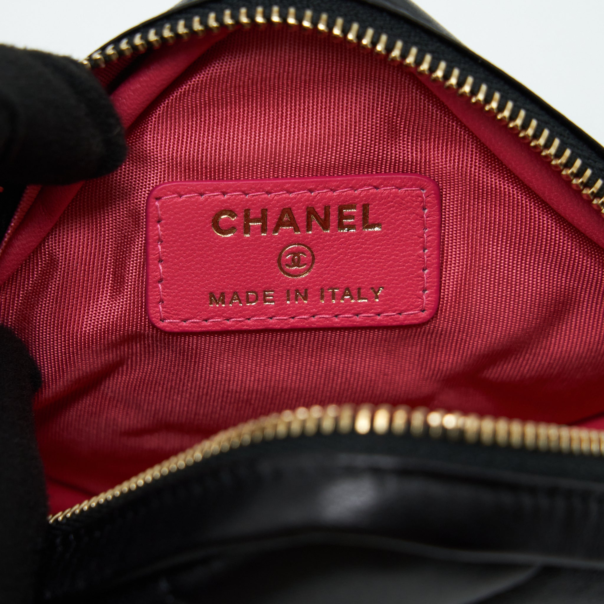 CHANEL QUILTED BELT BAG LAMBSKIN BLACK WITH GHW