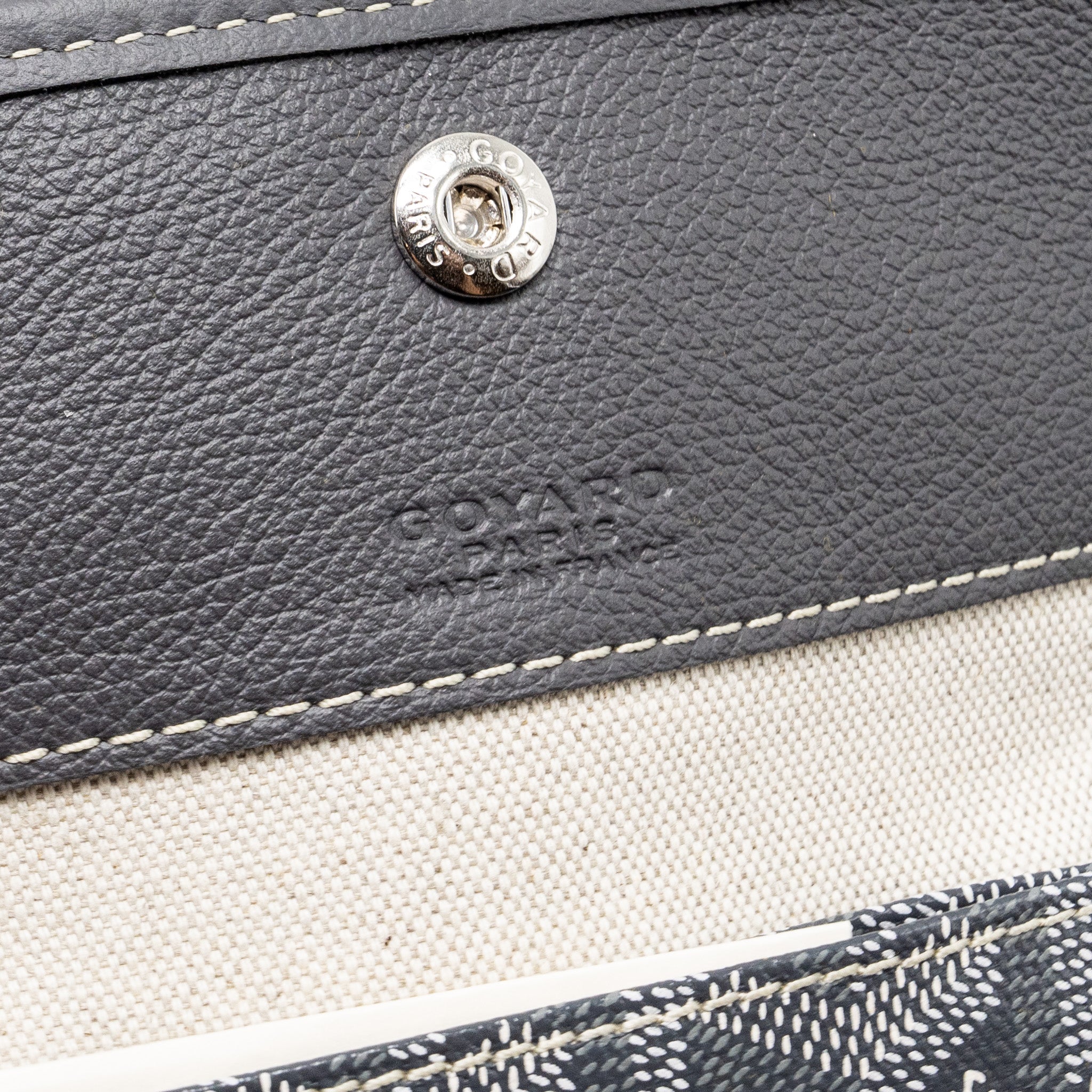 GOYARD SAINT LOUIS PM TOTE BAG GOYARDLINE CANVAS / LEATHER GREY SHW