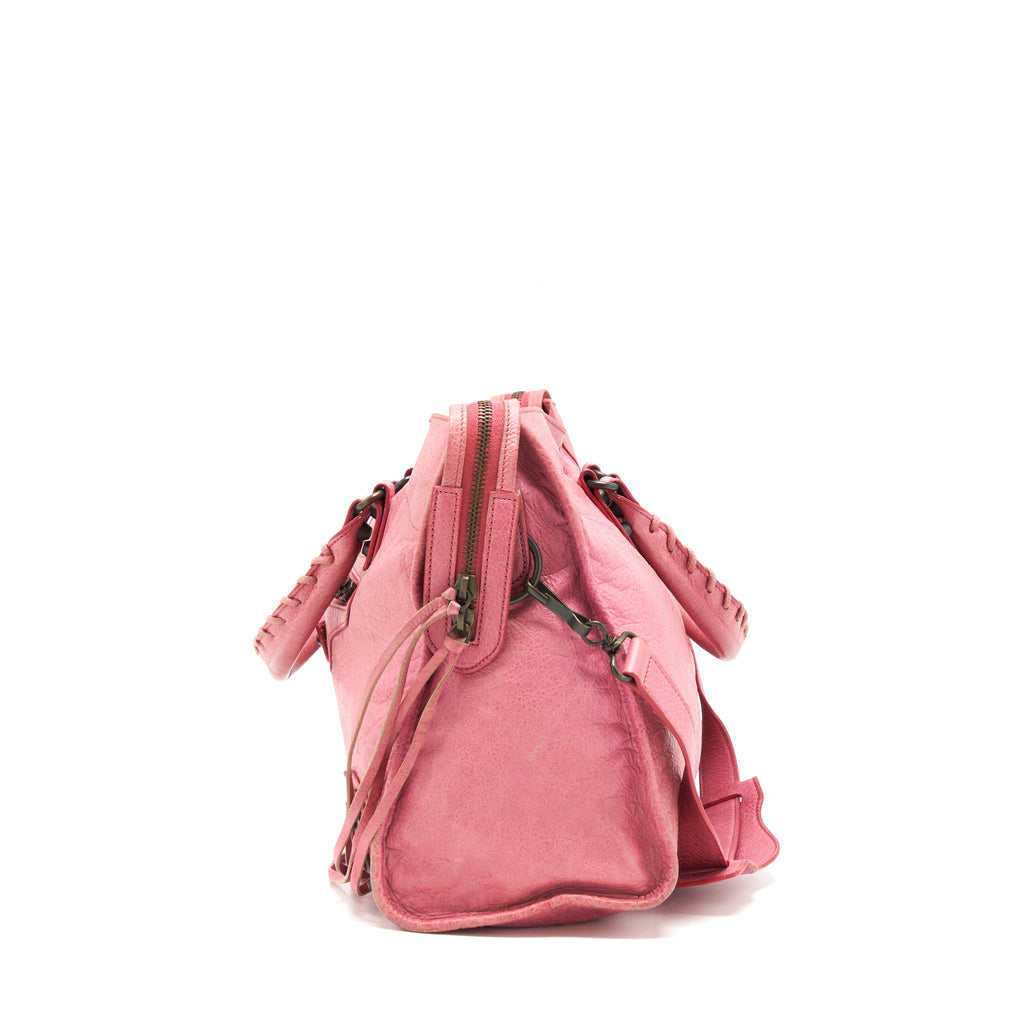 BALENCIAGA CLASSIC CITY PINK BAG BLACK HARDWARE