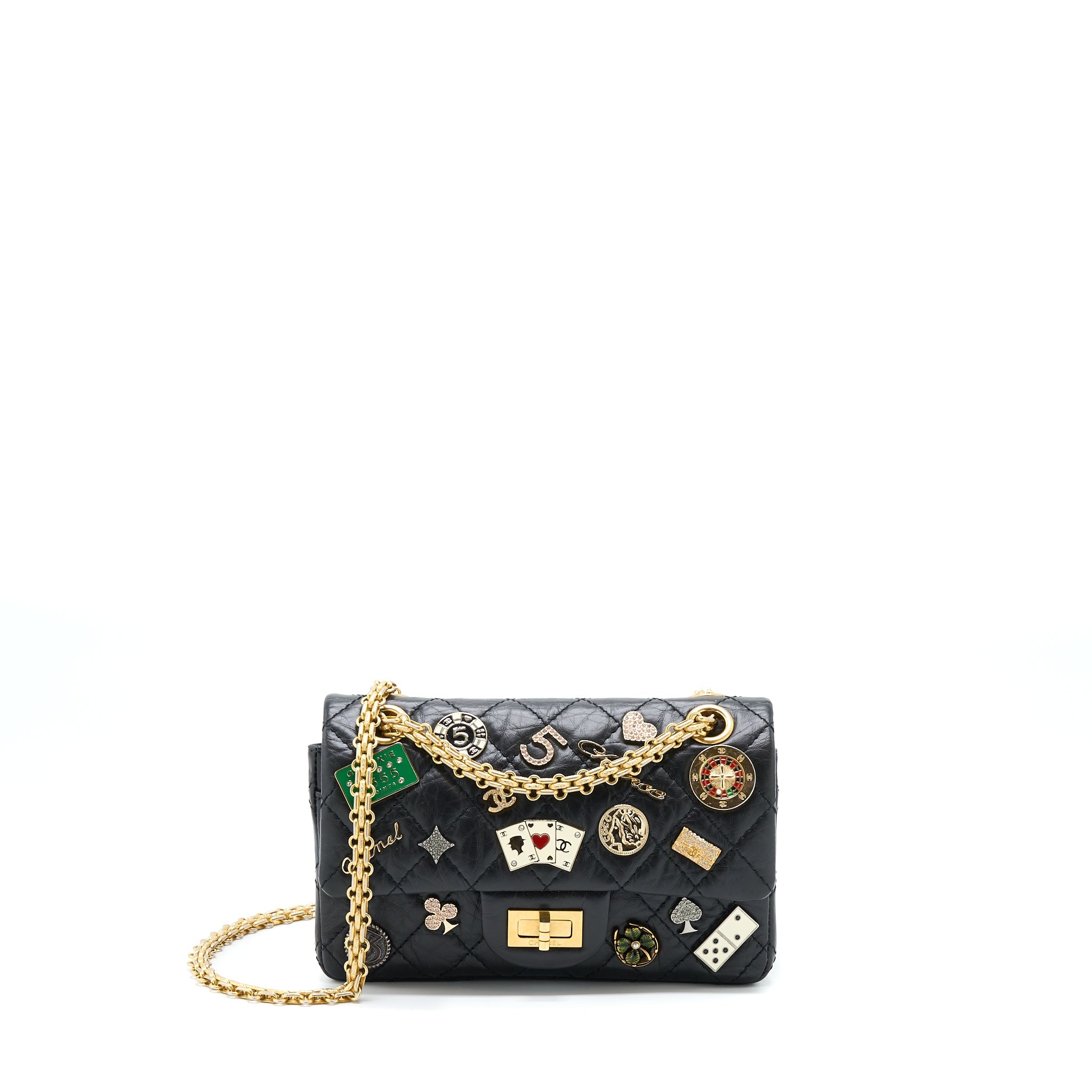 CHANEL MINI 2.55 REISSUE FLAP BAG LUCKY CHARMS CASINO LIMITED AGED CALFSKIN WITH GHW