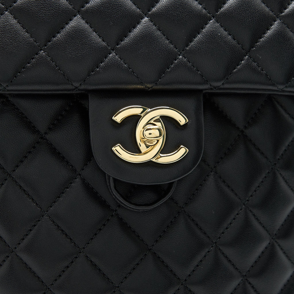CHANEL QUILTED LAMBSKIN URBAN SPIRIT BACKPACK BLACK GHW