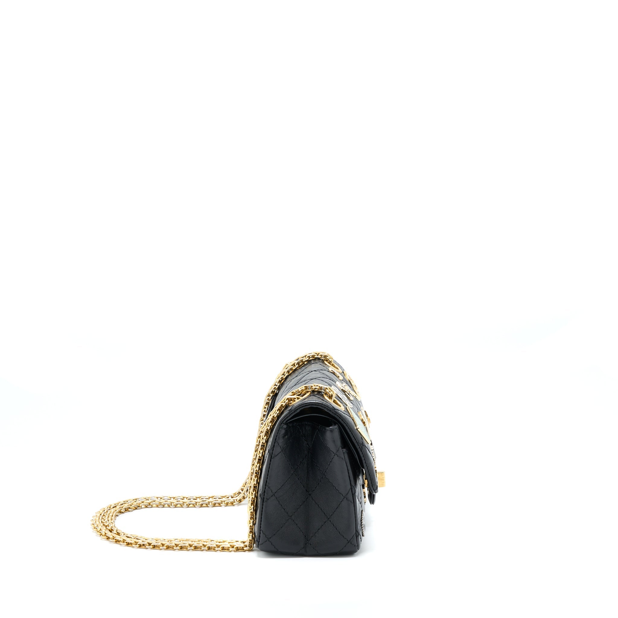 CHANEL MINI 2.55 REISSUE FLAP BAG LUCKY CHARMS CASINO LIMITED AGED CALFSKIN WITH GHW