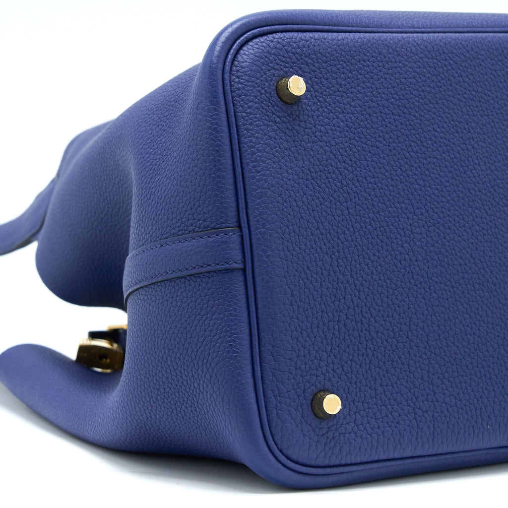 HERMES PICOTIN 22 LOCK BAG TAURILLON MAURICE BLUE SAPHIR GHW