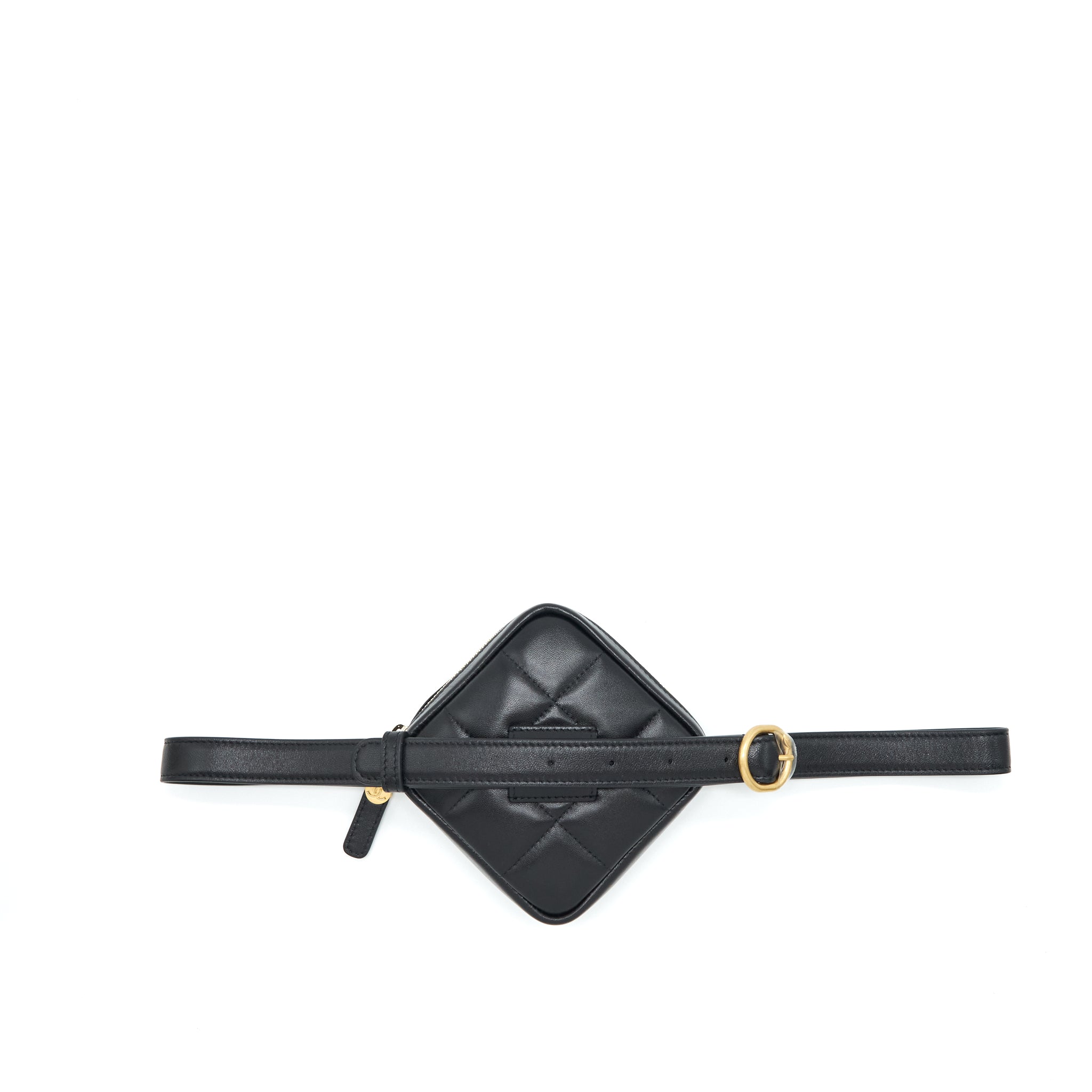 CHANEL QUILTED BELT BAG LAMBSKIN BLACK WITH GHW
