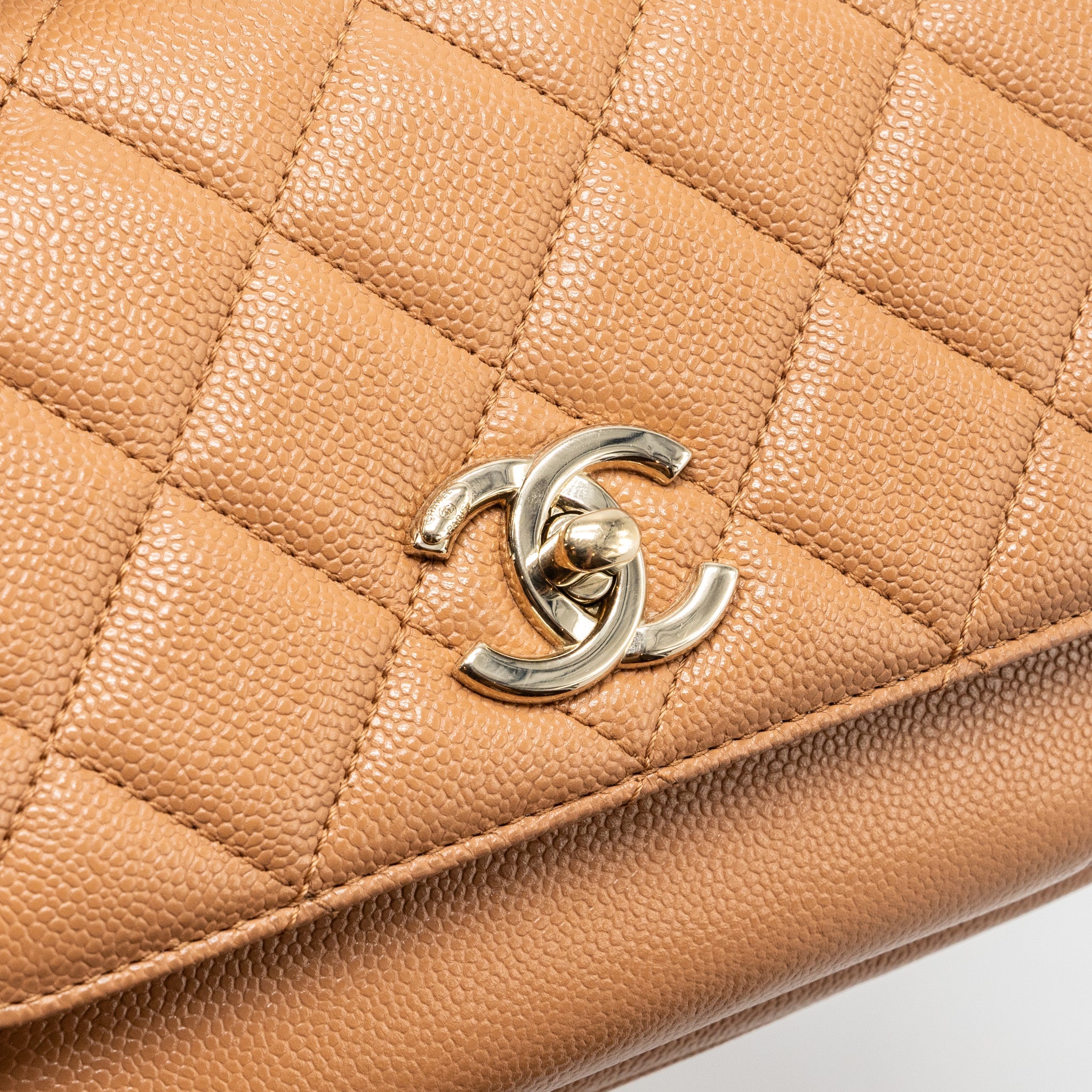 CHANEL SMALL BUSINESS AFFINITY CAVIAR DARK BEIGE LGHW