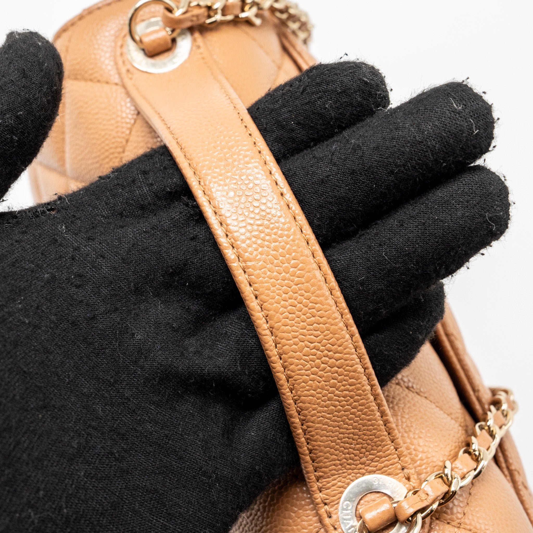 CHANEL SMALL BUSINESS AFFINITY CAVIAR DARK BEIGE LGHW